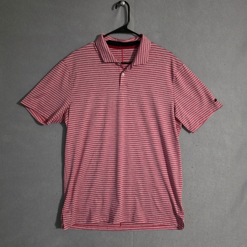 Nike Tiger Woods Mens Red White Striped Performance Vapor Golf Polo Size Medium